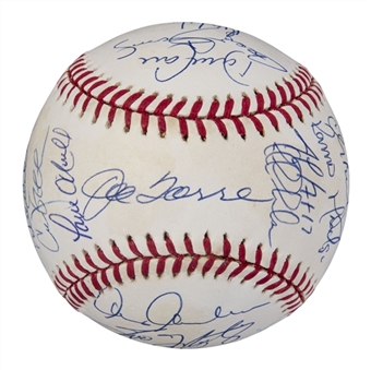 1999 New York Yankees Team Signed OML Selig World Series Baseball With 20 Signatures (LE 67/199) (Steiner)
